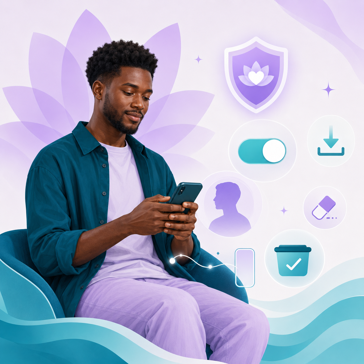 A person using clear privacy, download and deletion controls